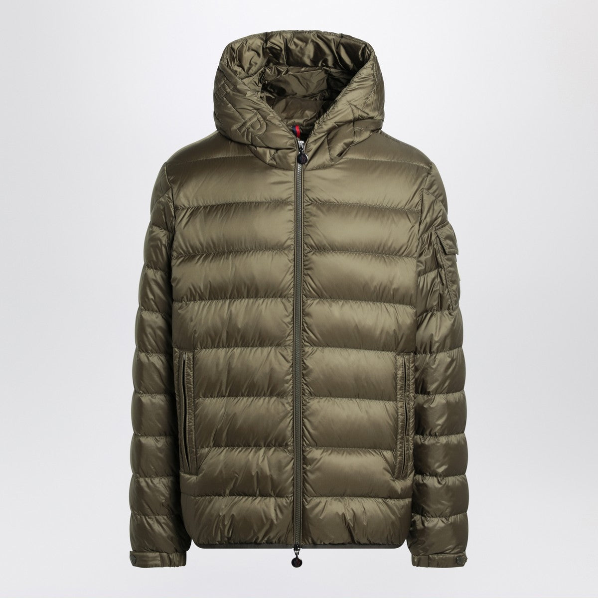 Moncler Short zip-up puffer in khaki Moncler