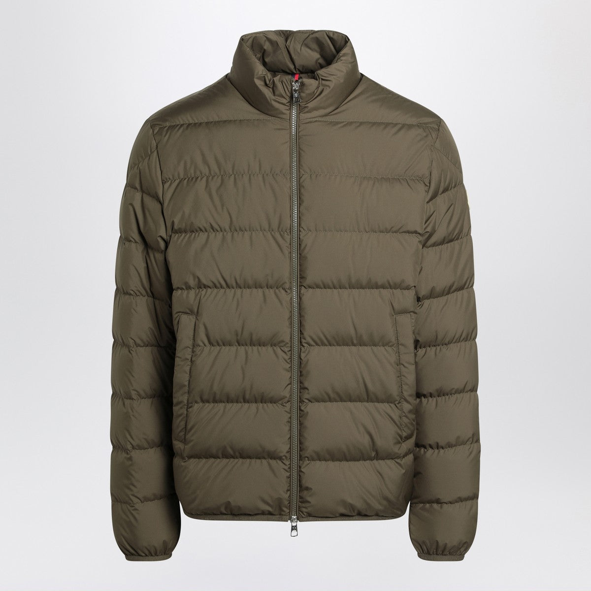 Moncler Short zip-up puffer in khaki Moncler