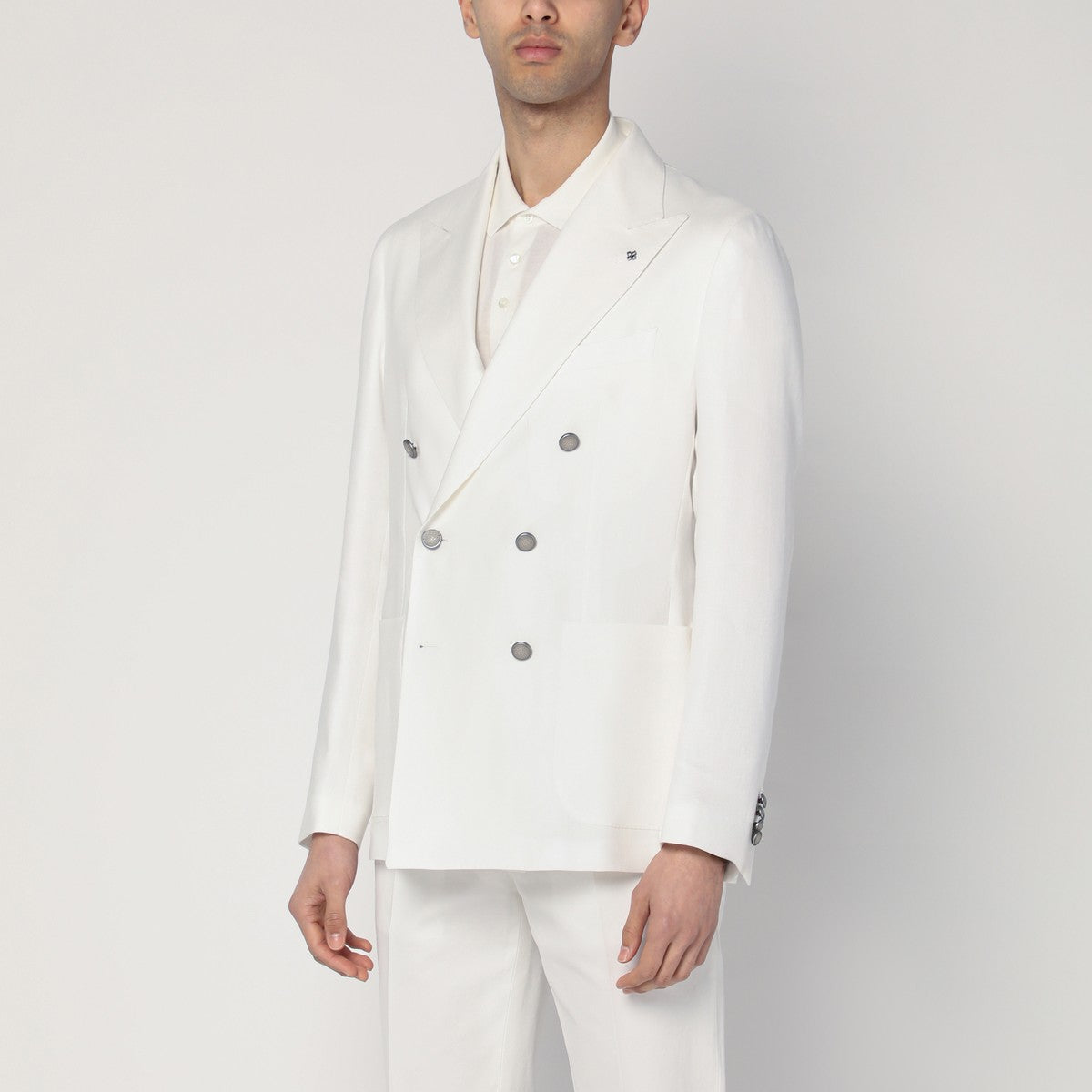 Tagliatore Double-breasted cream-colored jacket in linen Tagliatore