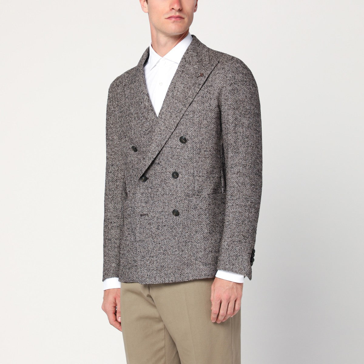 Tagliatore Beige patterned double-breasted jacket Tagliatore
