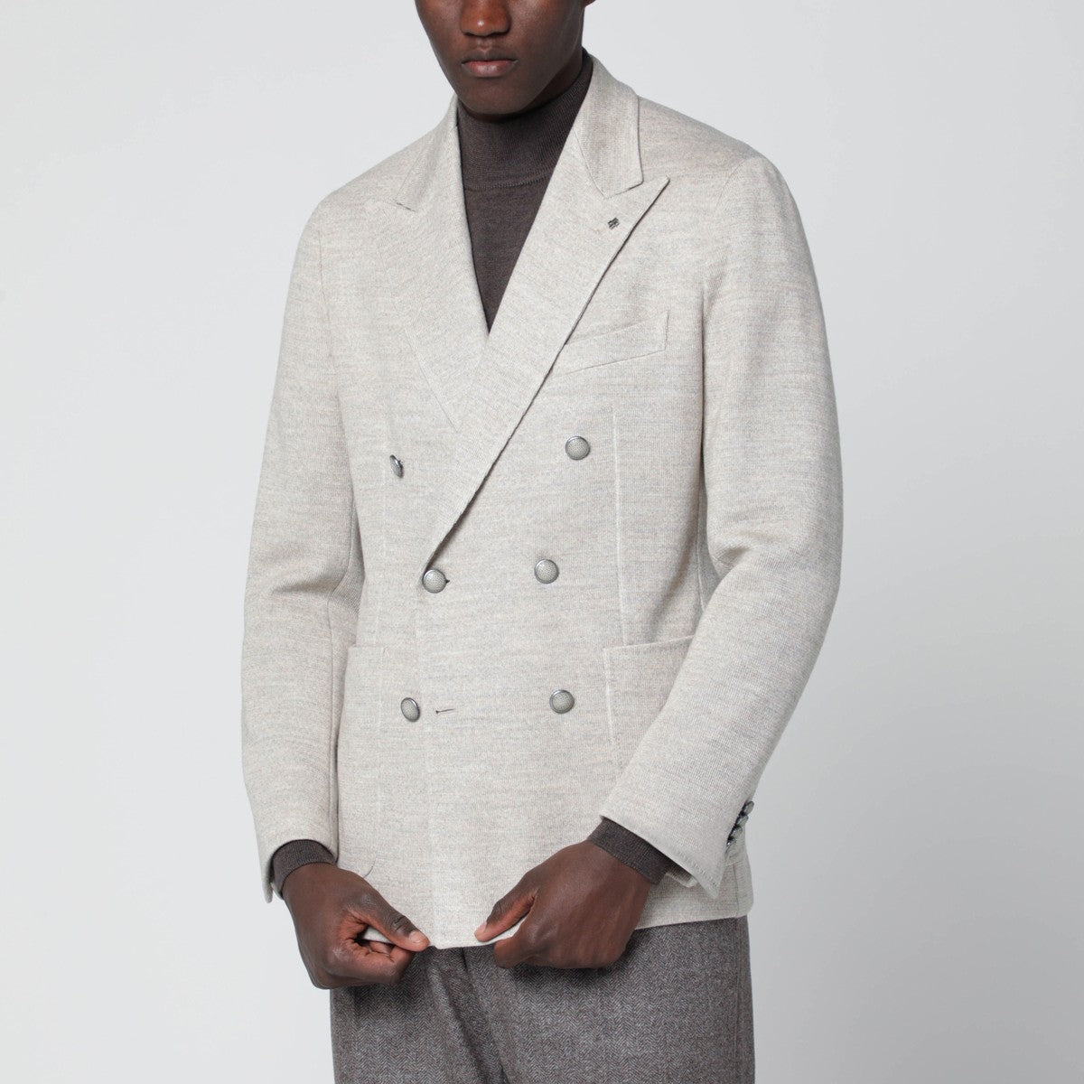 Tagliatore Beige double-breasted wool-blend jacket Tagliatore