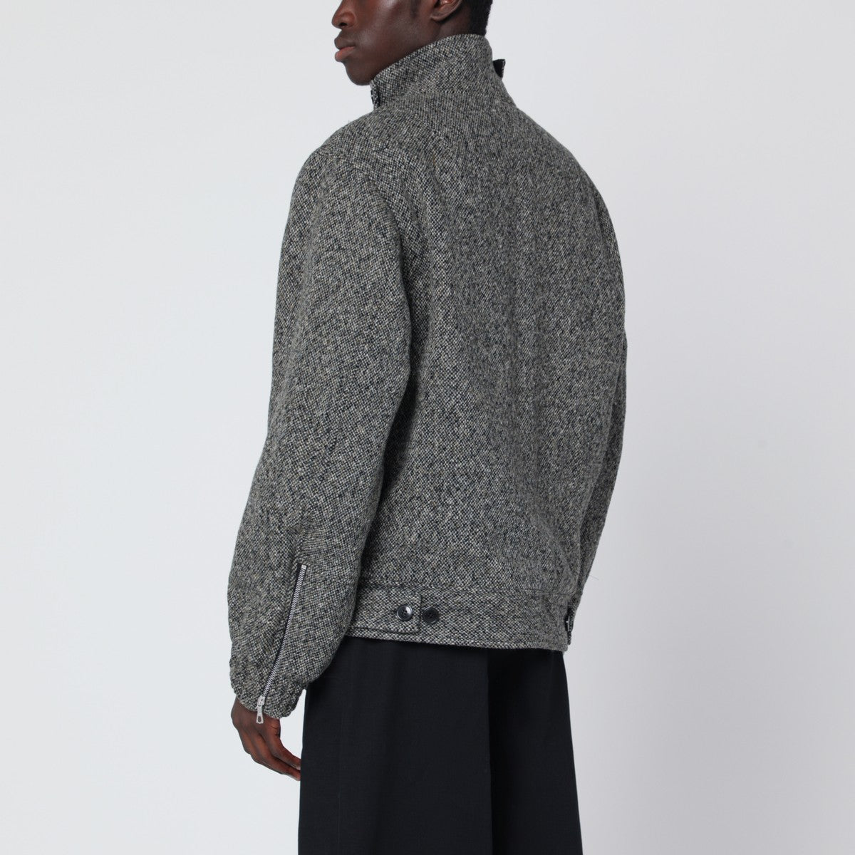Dries Van Noten Grey patterned zip-up wool jacket Dries Van Noten