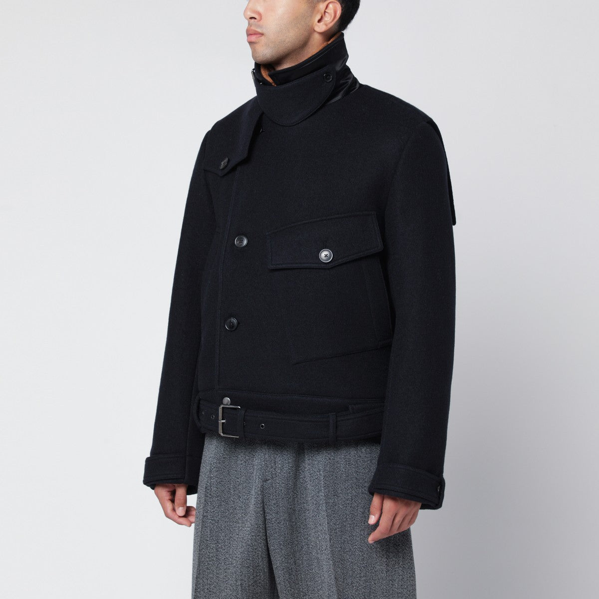 Dries Van Noten Short navy wool coat Dries Van Noten