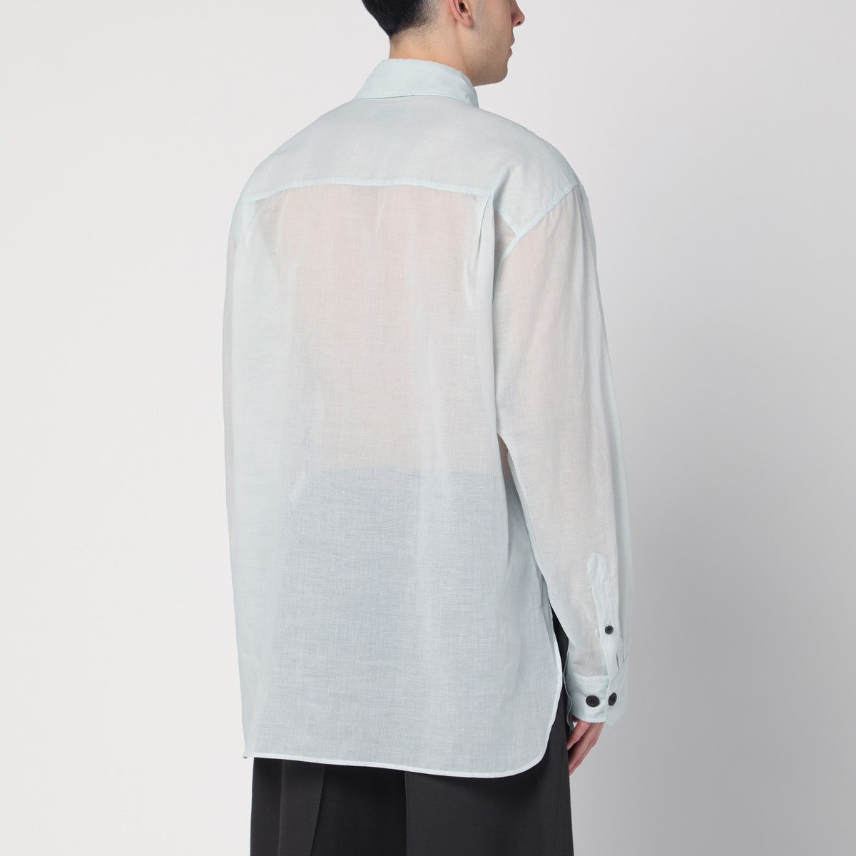 Dries Van Noten Light blue ice cotton shirt with pockets Dries Van Noten