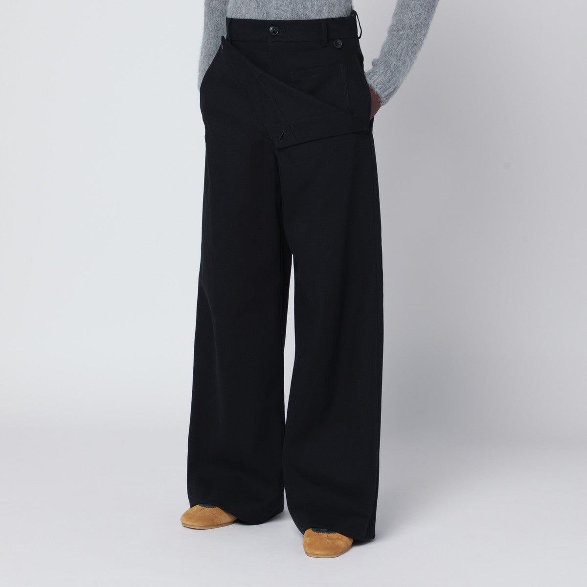 Dries Van Noten Wide black cotton trousers Dries Van Noten