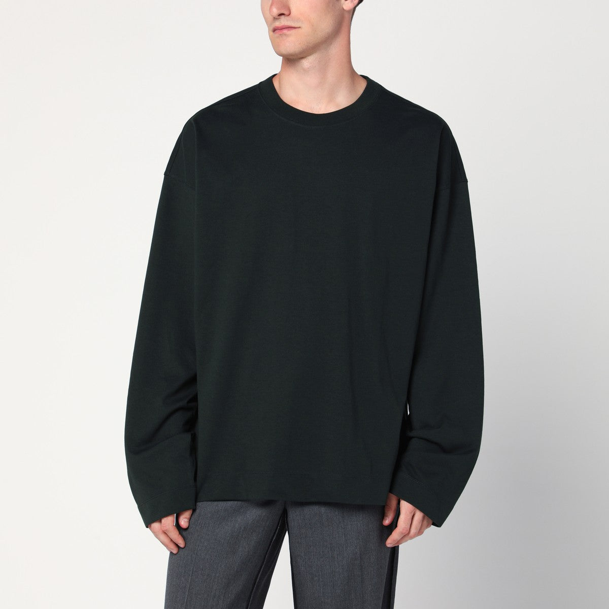 Dries Van Noten Bottle green cotton sweater Dries Van Noten