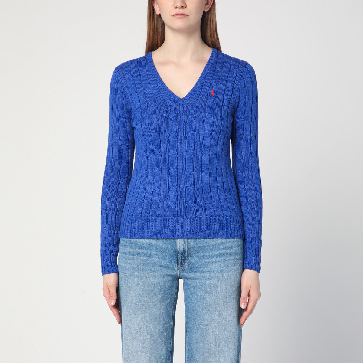 Polo Ralph Lauren Electric blue cotton cable-knit jumper Polo Ralph Lauren