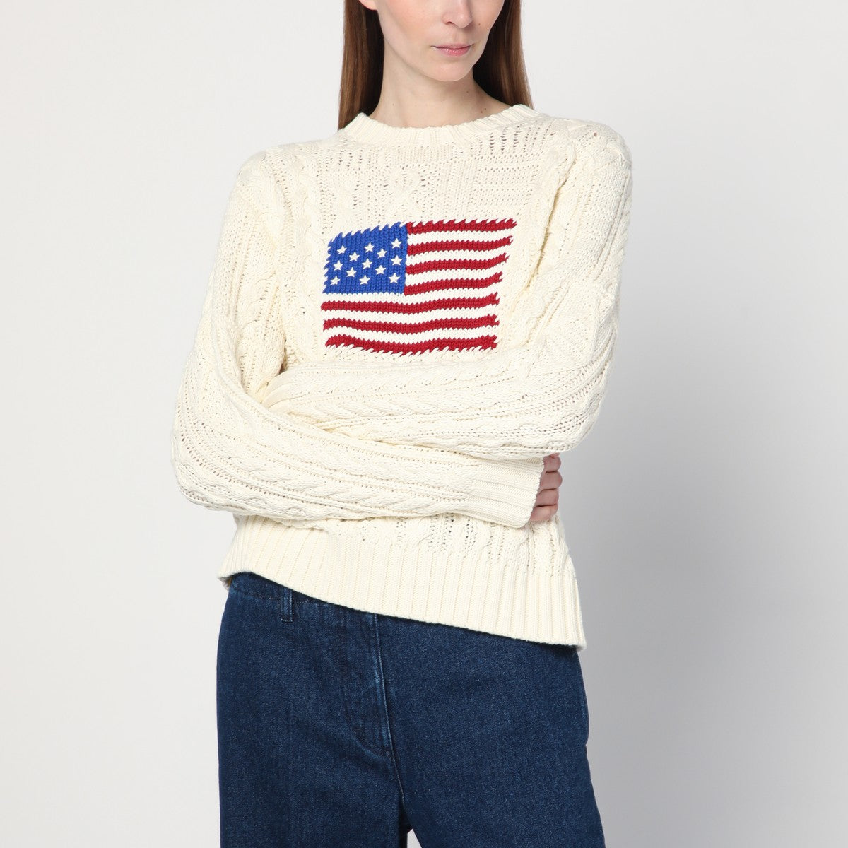 Polo Ralph Lauren Cream-colored sweater with flag detail Polo Ralph Lauren