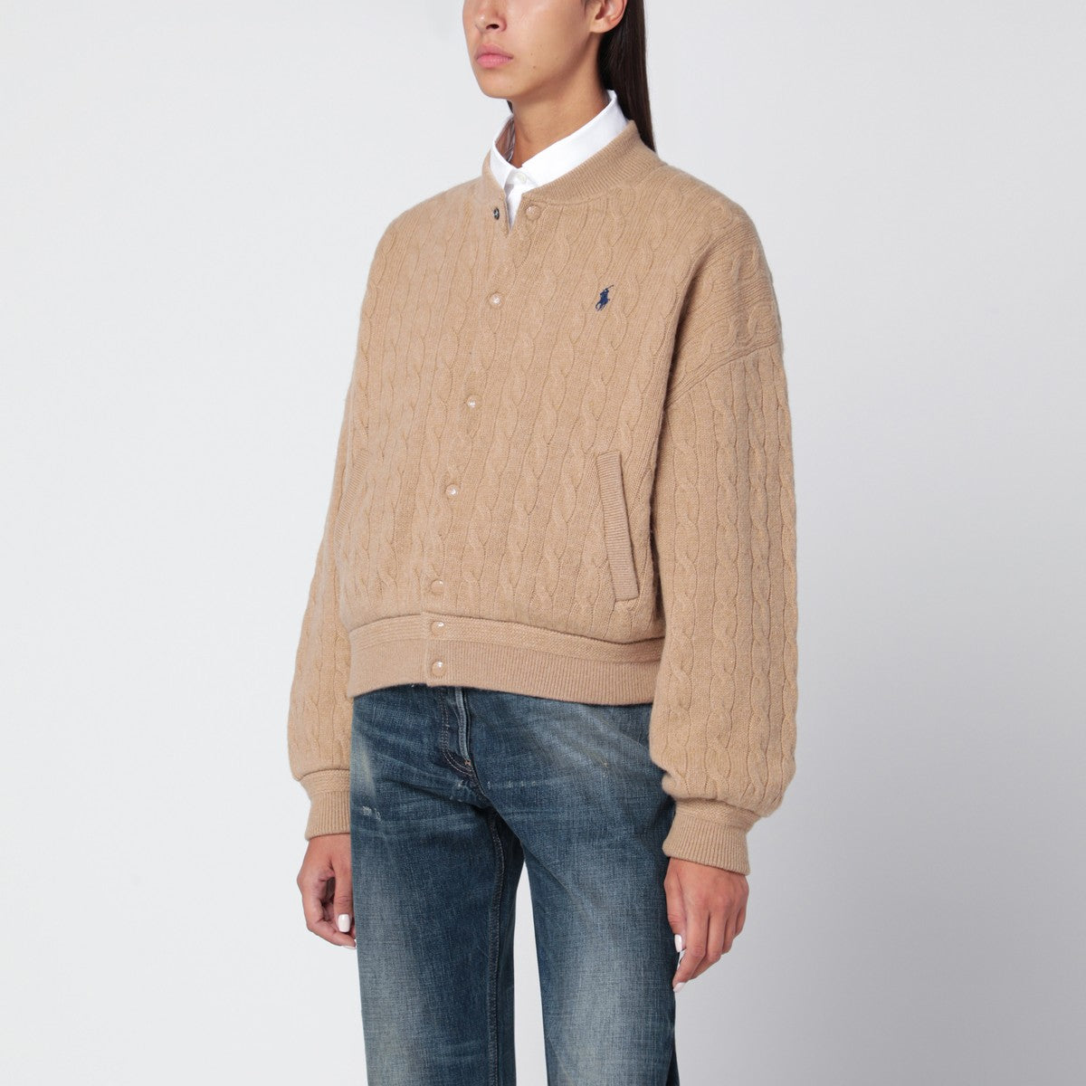 Polo Ralph Lauren Beige wool and cashmere bomber jacket Relaxed Fit Polo Ralph Lauren