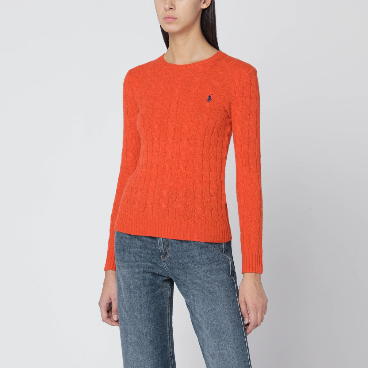 Polo Ralph Lauren Orange cable-knit sweater in wool and cashmere Polo Ralph Lauren