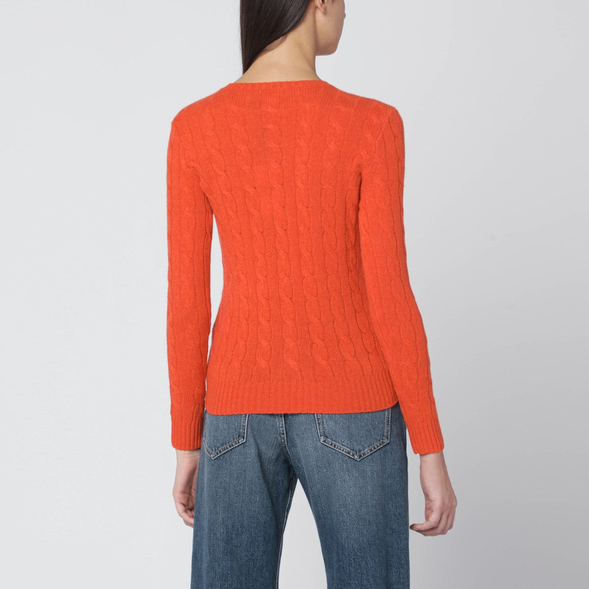 Polo Ralph Lauren Orange cable-knit sweater in wool and cashmere Polo Ralph Lauren