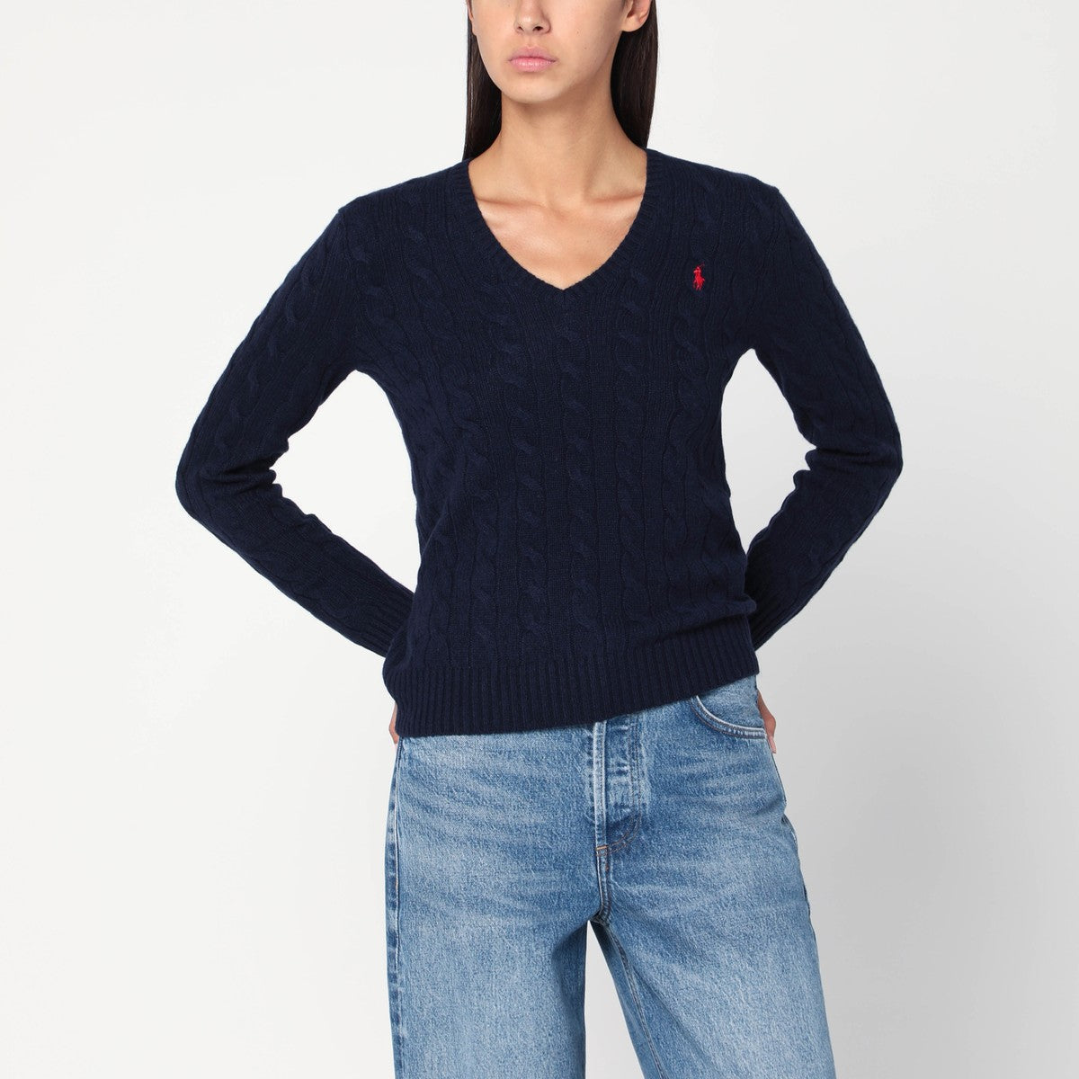 Polo Ralph Lauren Blue cable-knit sweater in wool and cashmere Polo Ralph Lauren