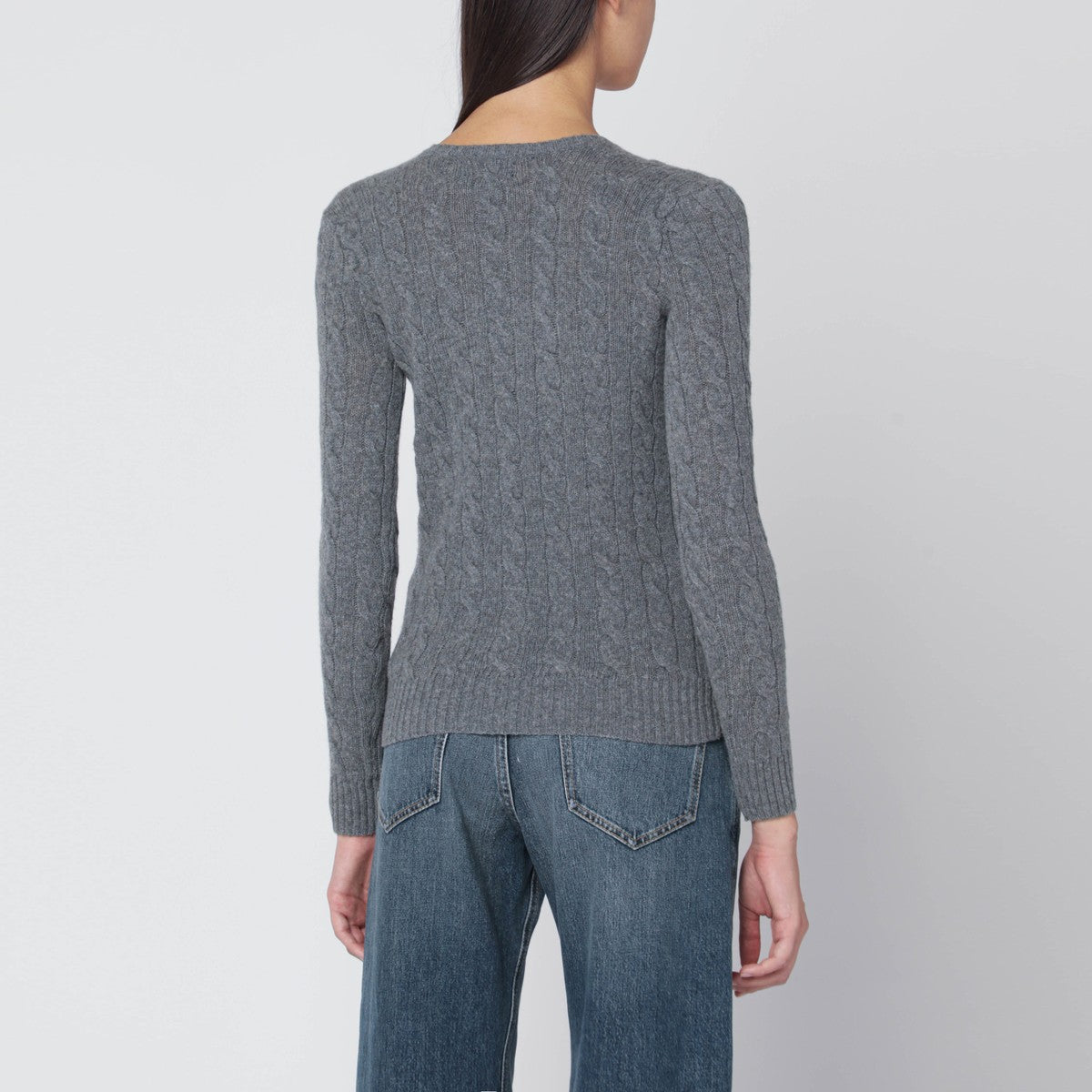 Polo Ralph Lauren Grey cable-knit sweater in wool and cashmere Polo Ralph Lauren