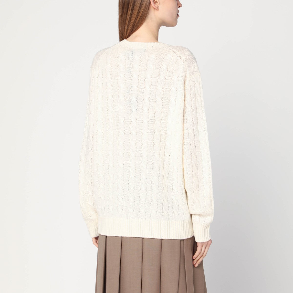 Polo Ralph Lauren Cream-colored cable-knit sweater in wool and cashmere Polo Ralph Lauren
