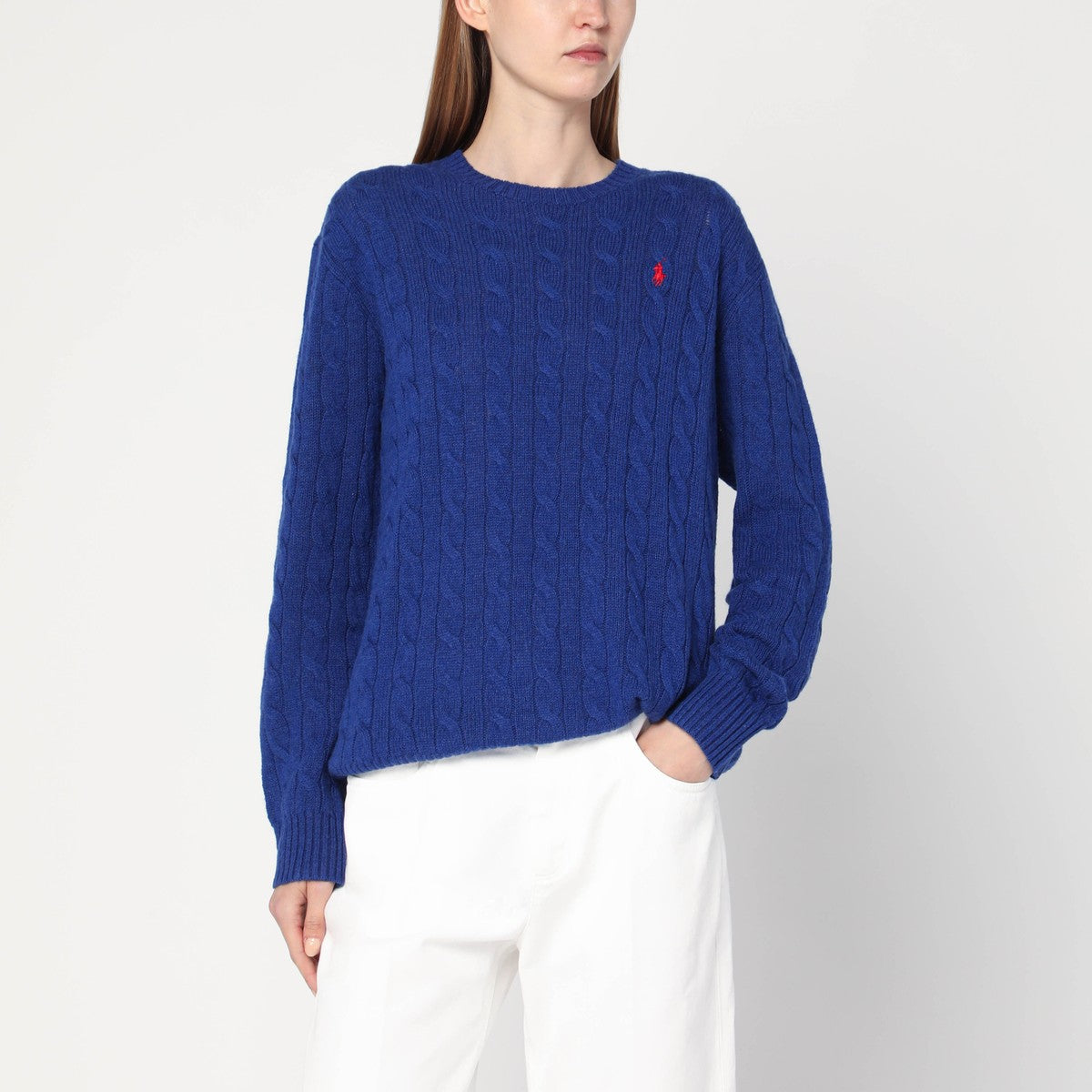 Polo Ralph Lauren Cobalt blue cable-knit sweater in wool and cashmere Polo Ralph Lauren