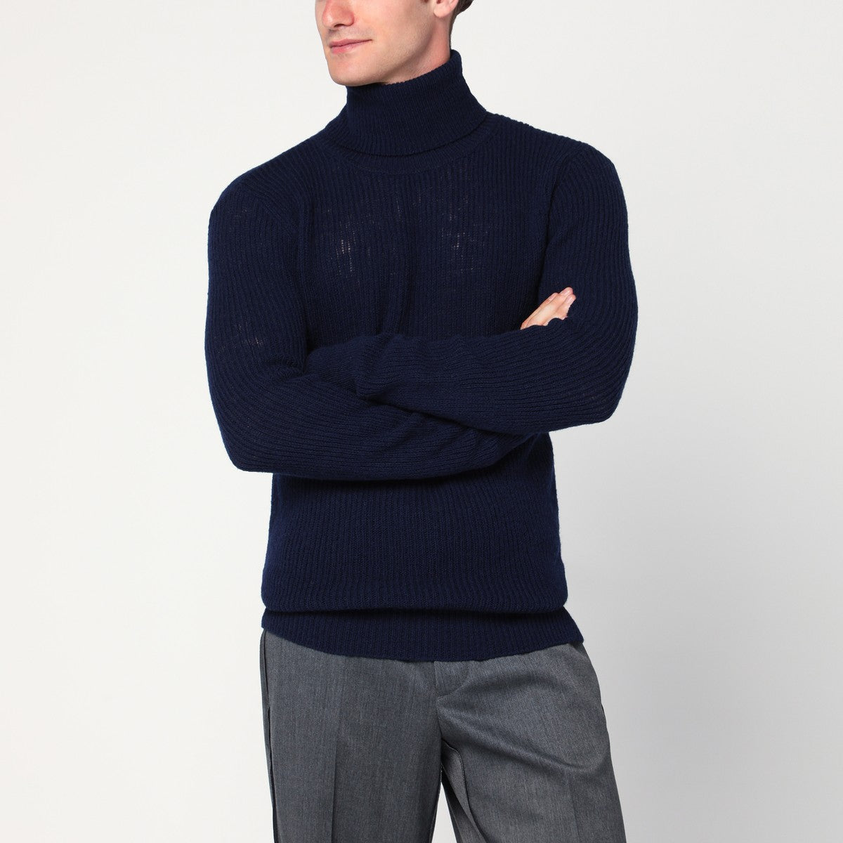Dries Van Noten Navy blue wool turtleneck sweater Dries Van Noten