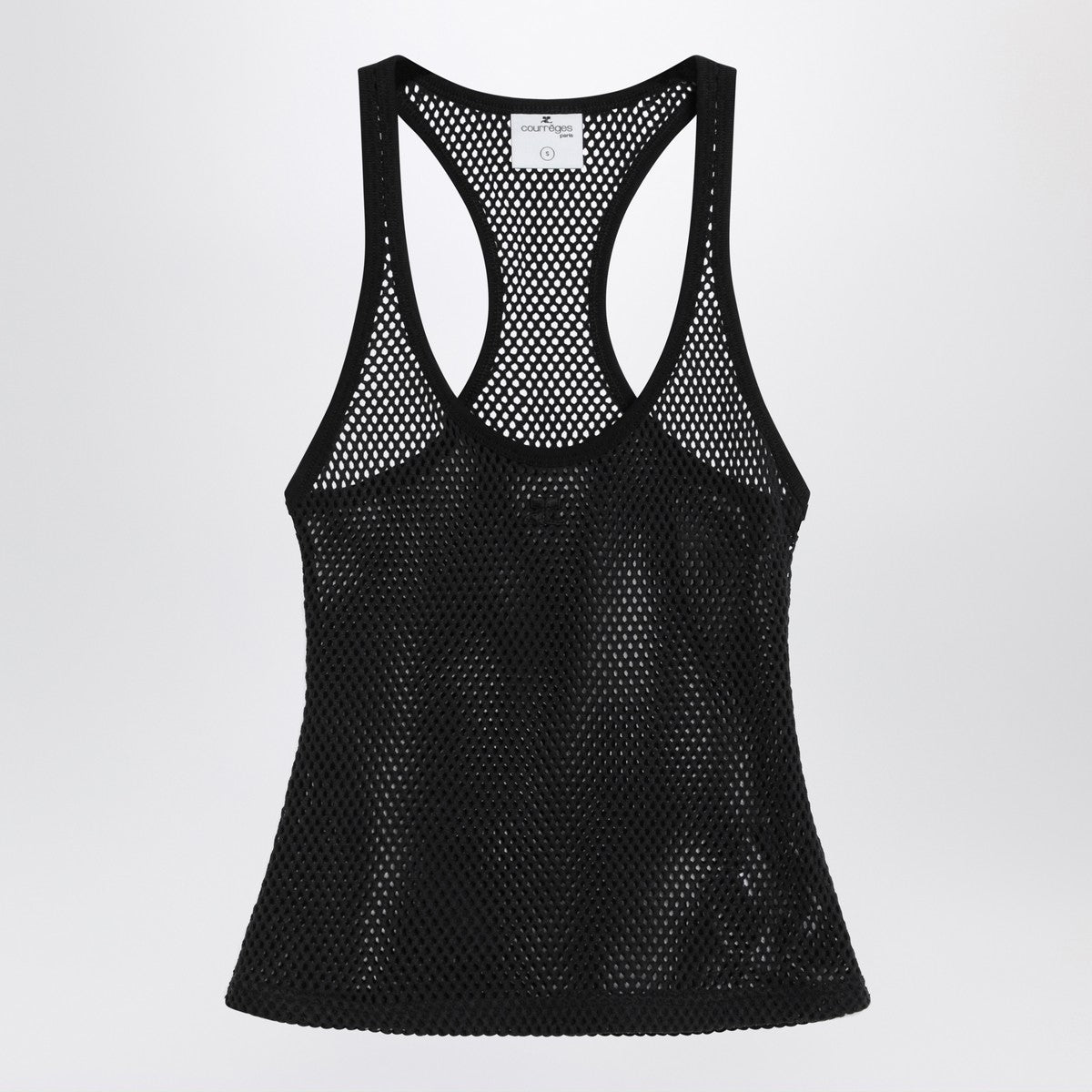 Courreges Courrèges Black mesh tank top in cotton Courreges