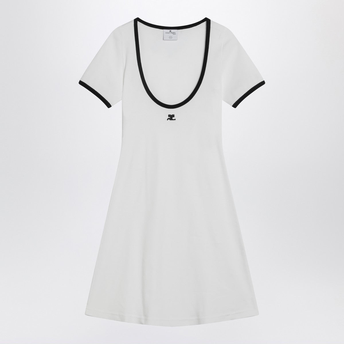 Courreges Courrèges Black/white mini dress in cotton Courreges