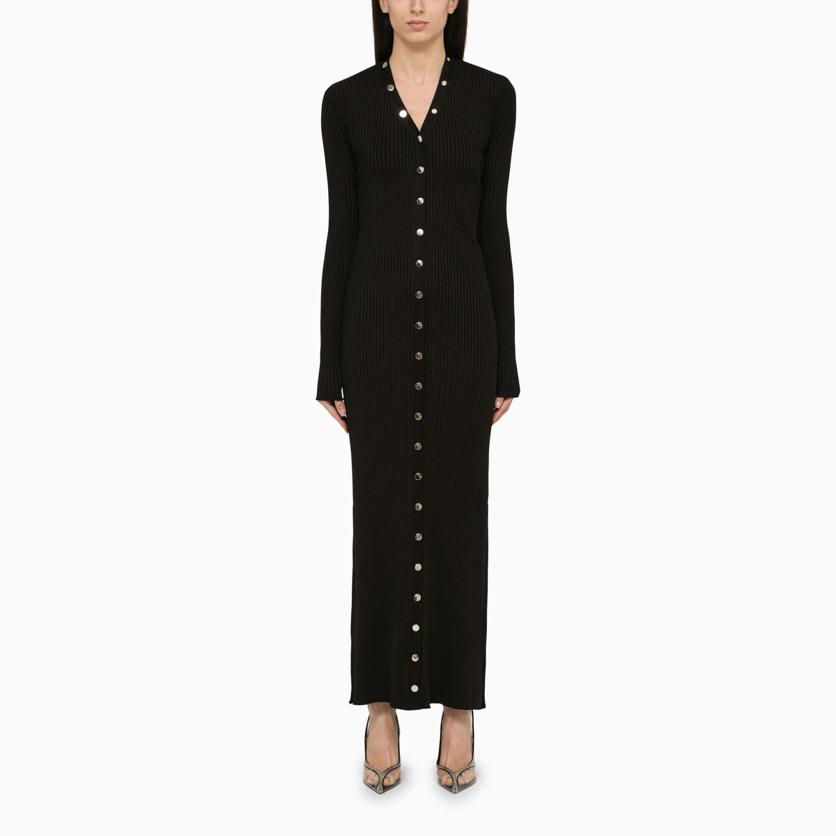 The Attico Black viscose long cardigan The Attico