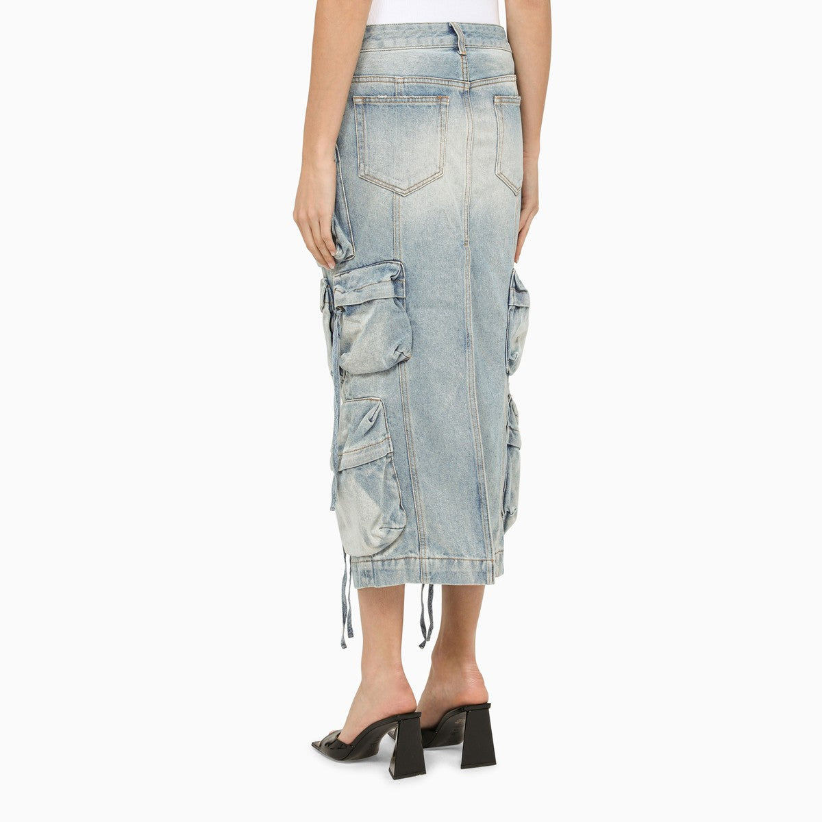 The Attico Blue denim cargo midi skirt The Attico