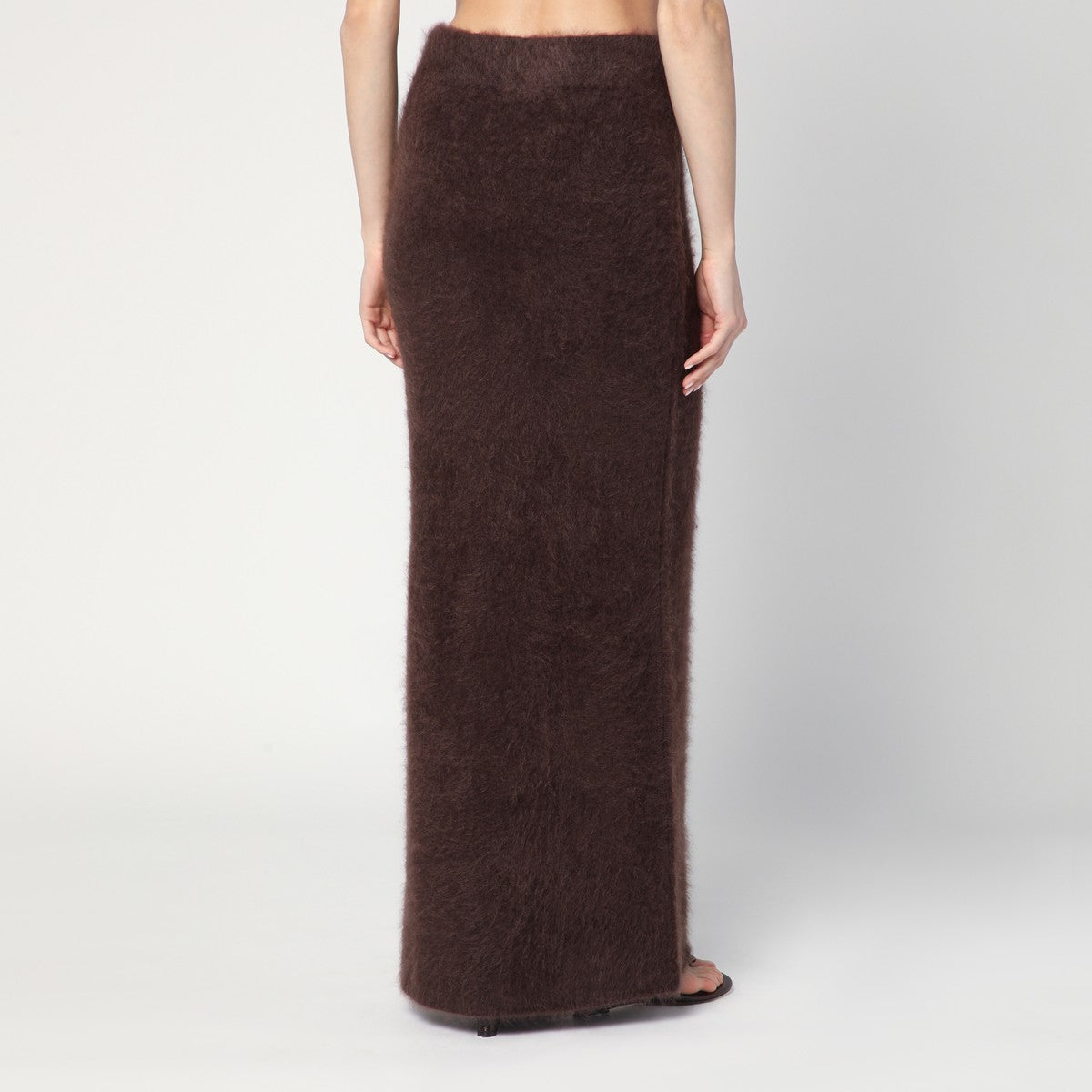 Soft Goat Long Mocha-coloured brushed cashmere skirt Soft Goat