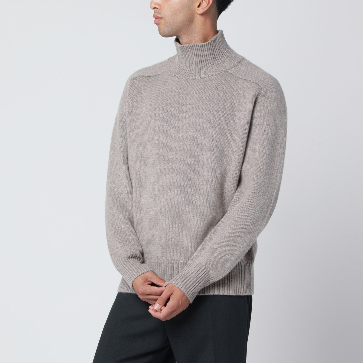 Soft Goat Greige cashmere turtleneck sweater Soft Goat