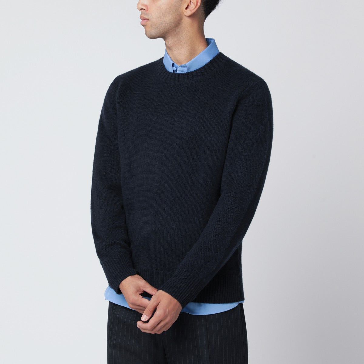 Soft Goat Navy blue cashmere crewneck sweater Soft Goat