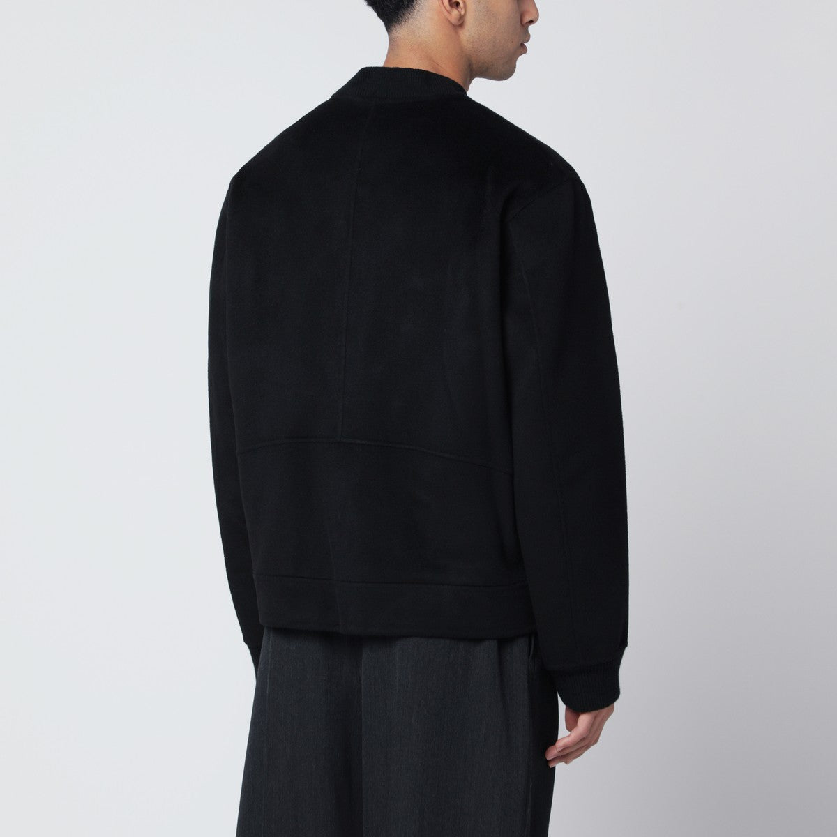 Soft Goat Black wool and cashmere zip cardigan