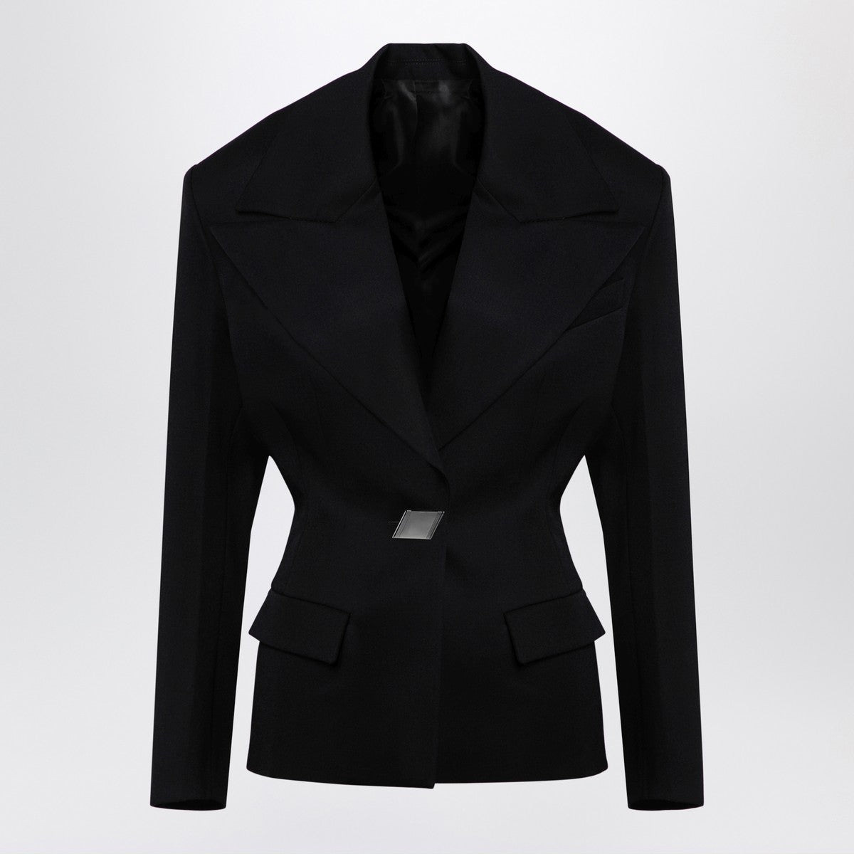 The Attico Black wool single-breasted jacket with epaulettes The Attico