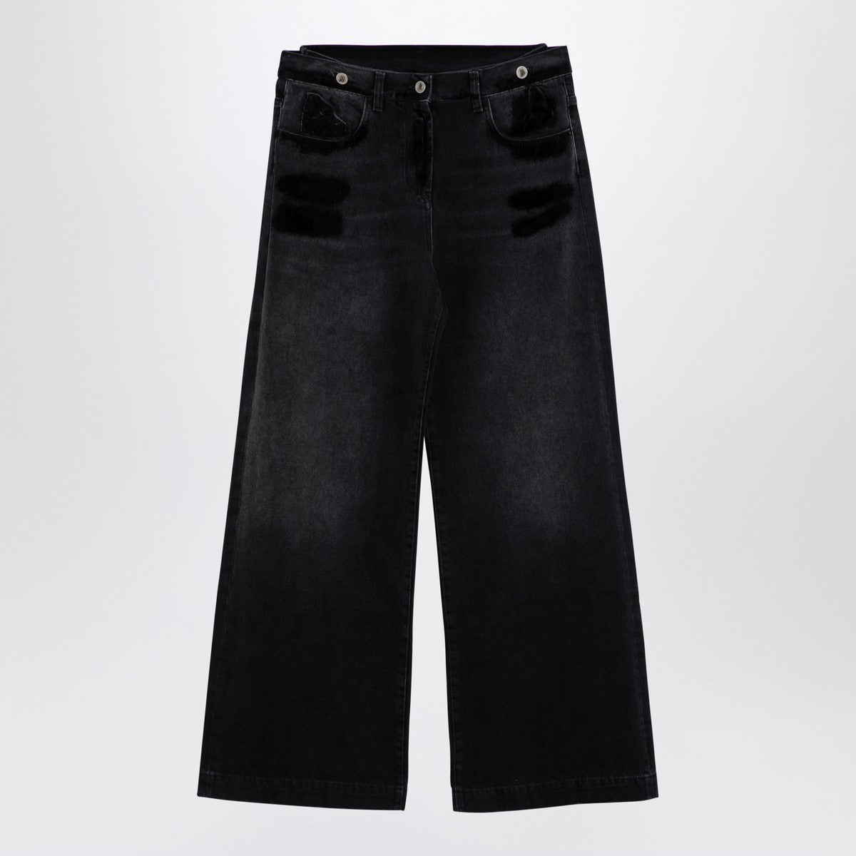 The Attico Wide black washed denim jeans The Attico