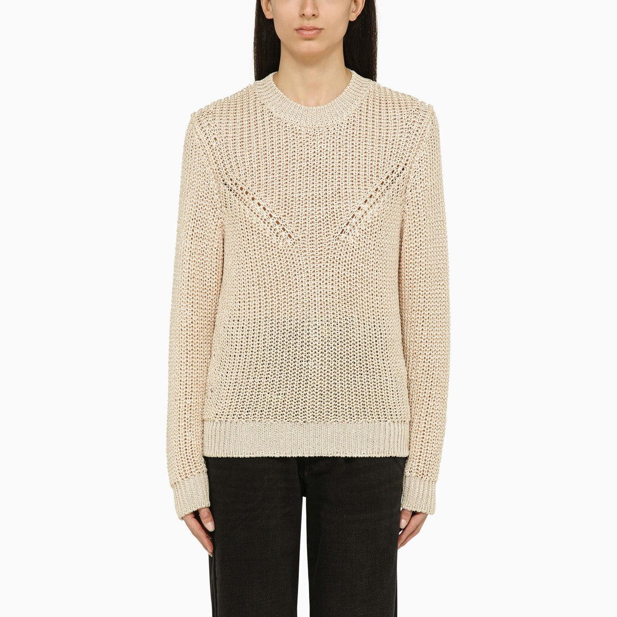 ISABEL MARANT Recycled polyester ecru crew-neck jumper Isabel Marant