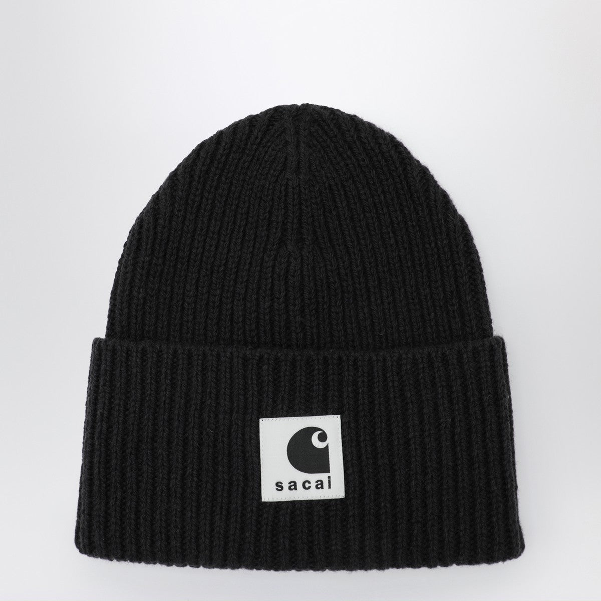 Sacai x Carhartt WIP Black beanie with logo patch Sacai x Carhartt WIP