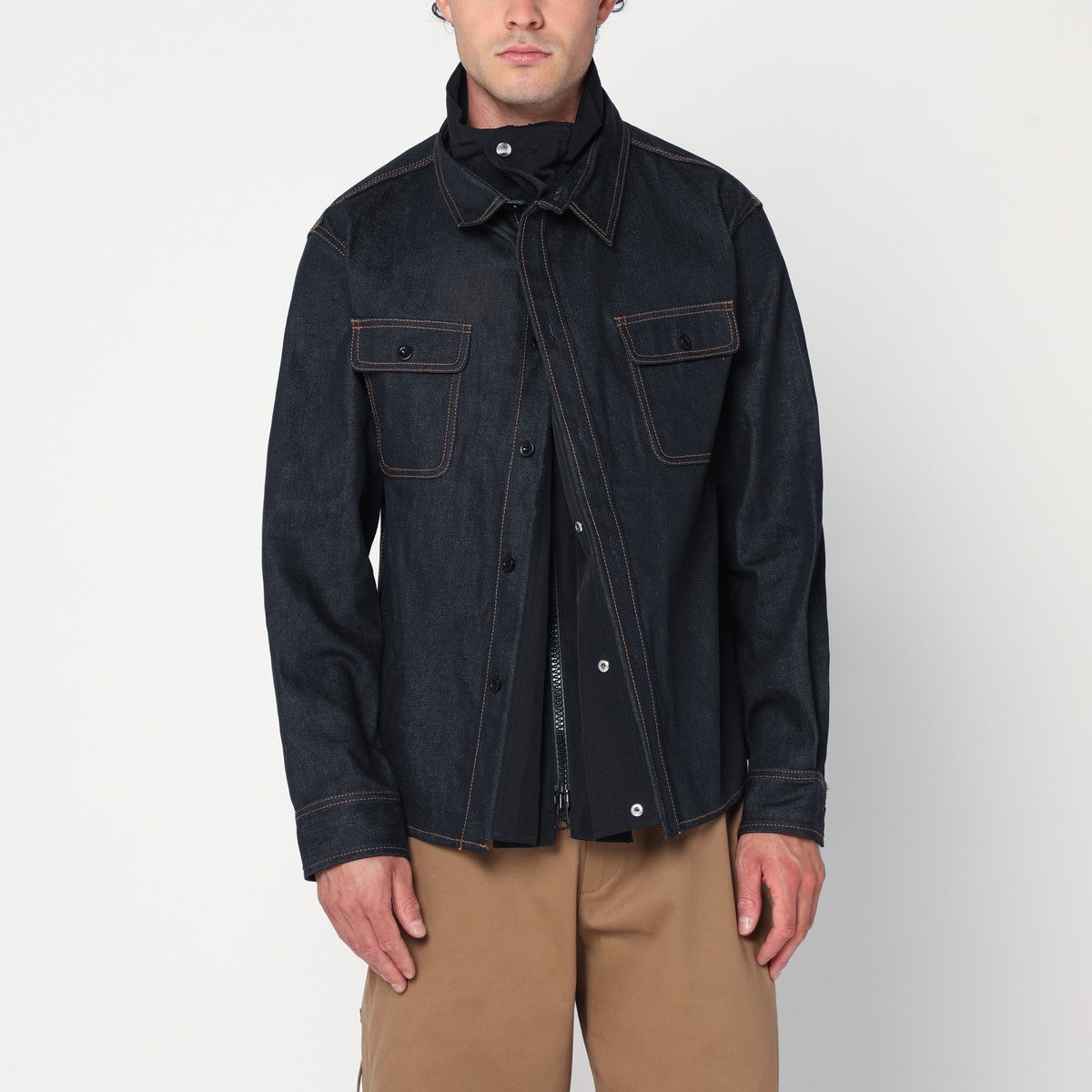 Sacai Shirt with pockets in dark blue denim Sacai