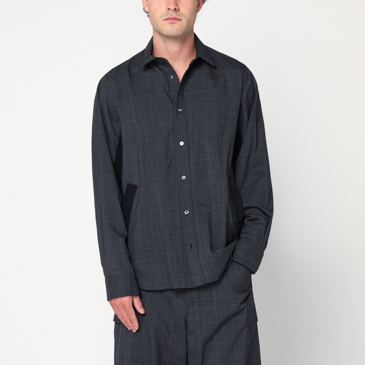 Sacai Gray plaid wool shirt jacket Sacai