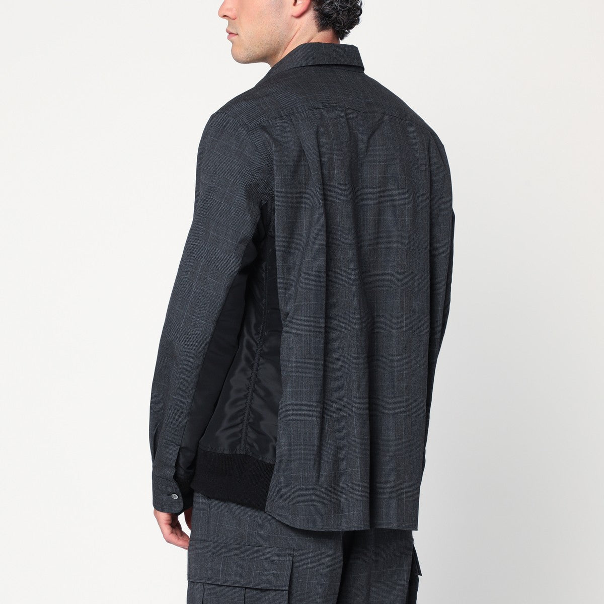 Sacai Gray plaid wool shirt jacket Sacai