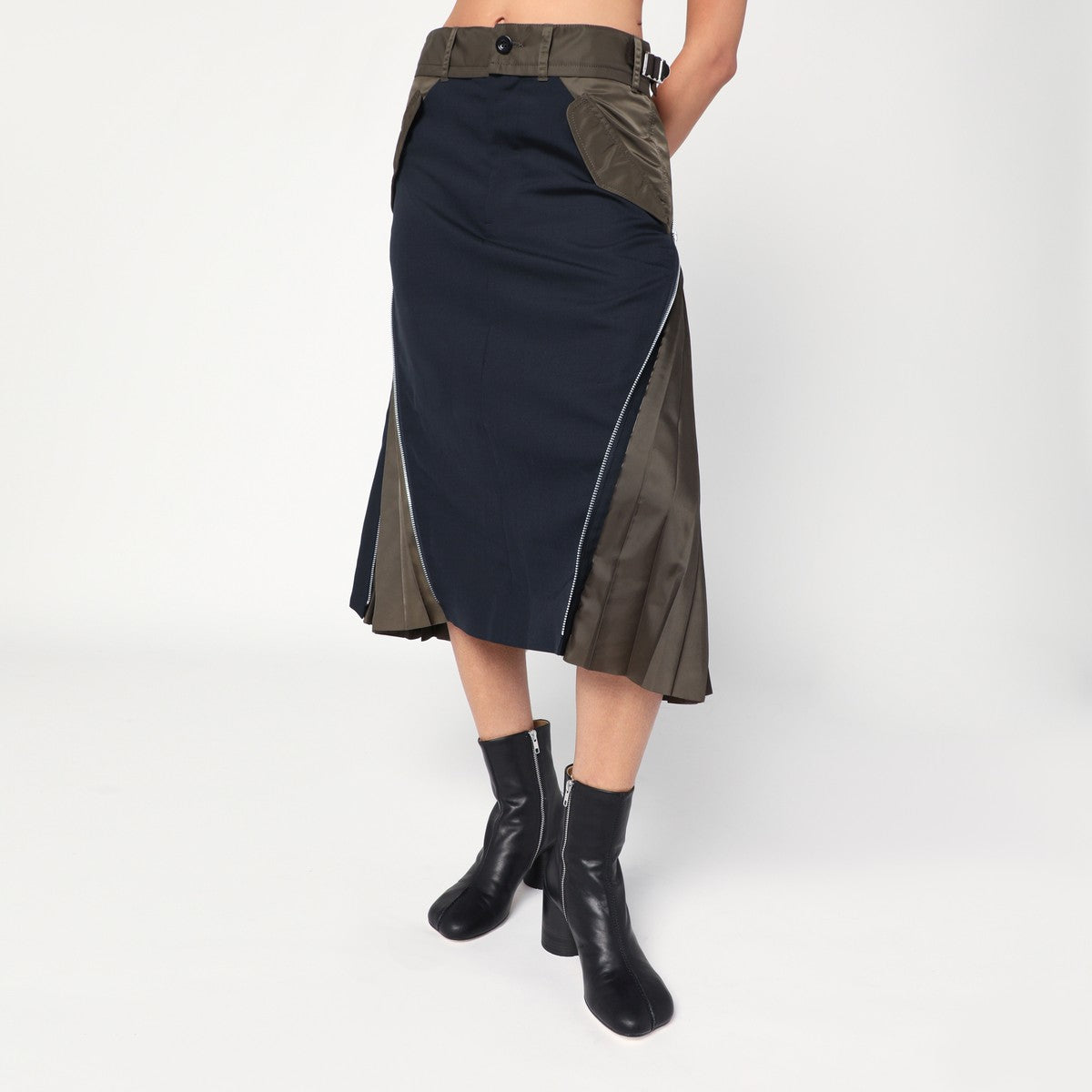 Sacai Navy/kaki tailored skirt Sacai