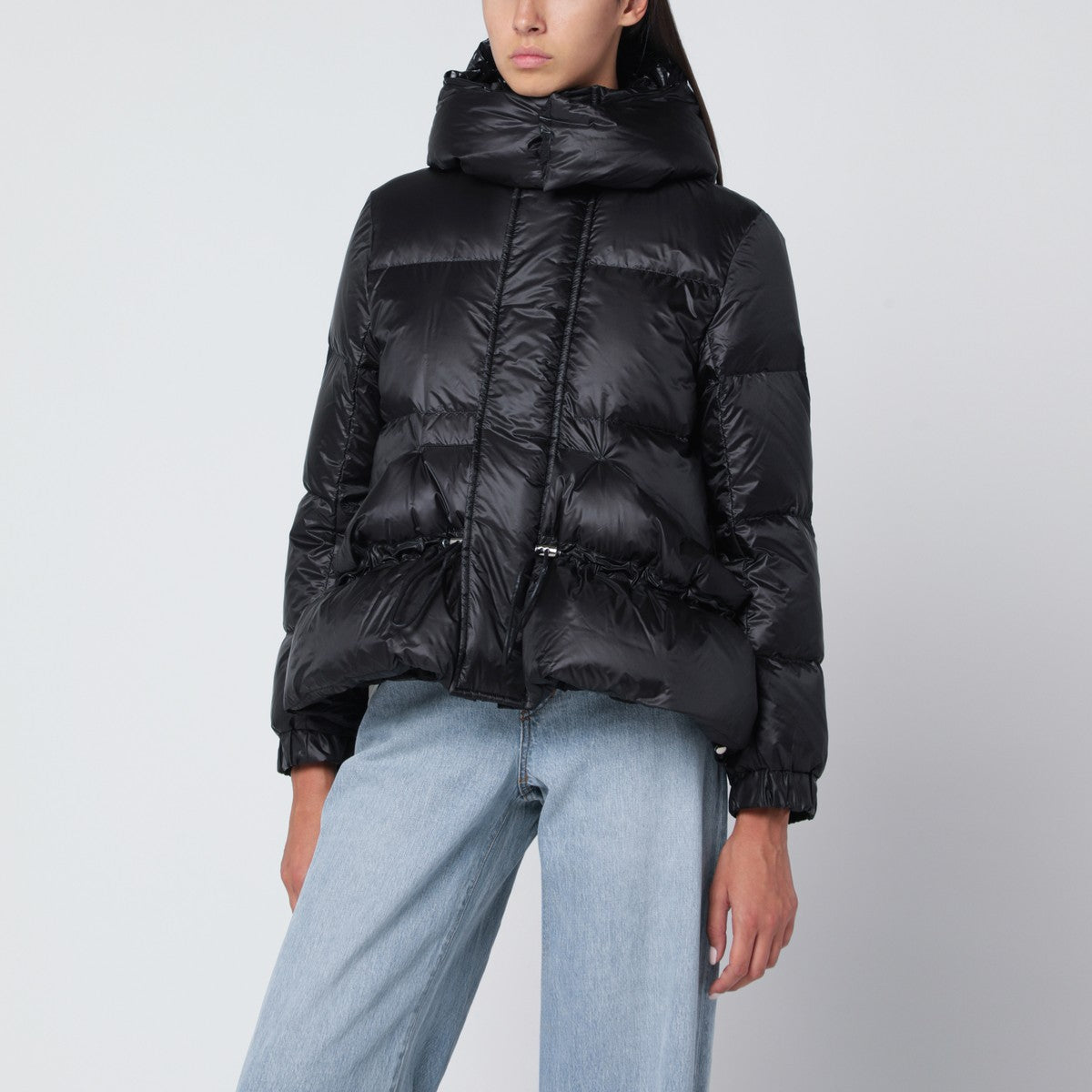 Sacai Black nylon down jacket with drawstring Sacai