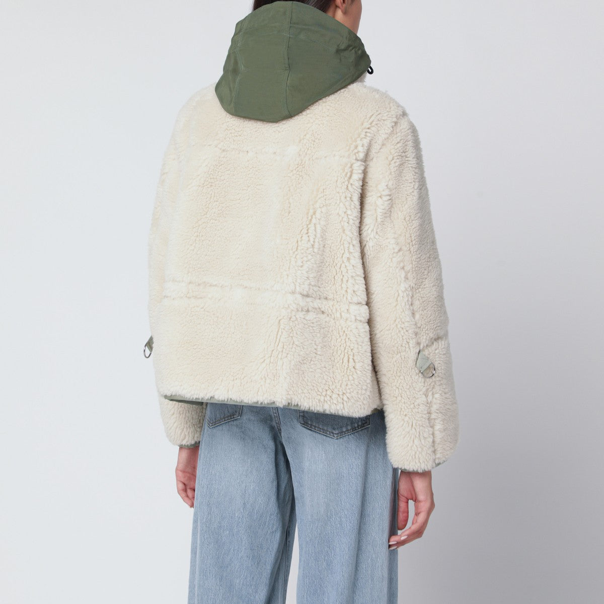 Sacai Ecru/khaki green two-tone jacket Sacai