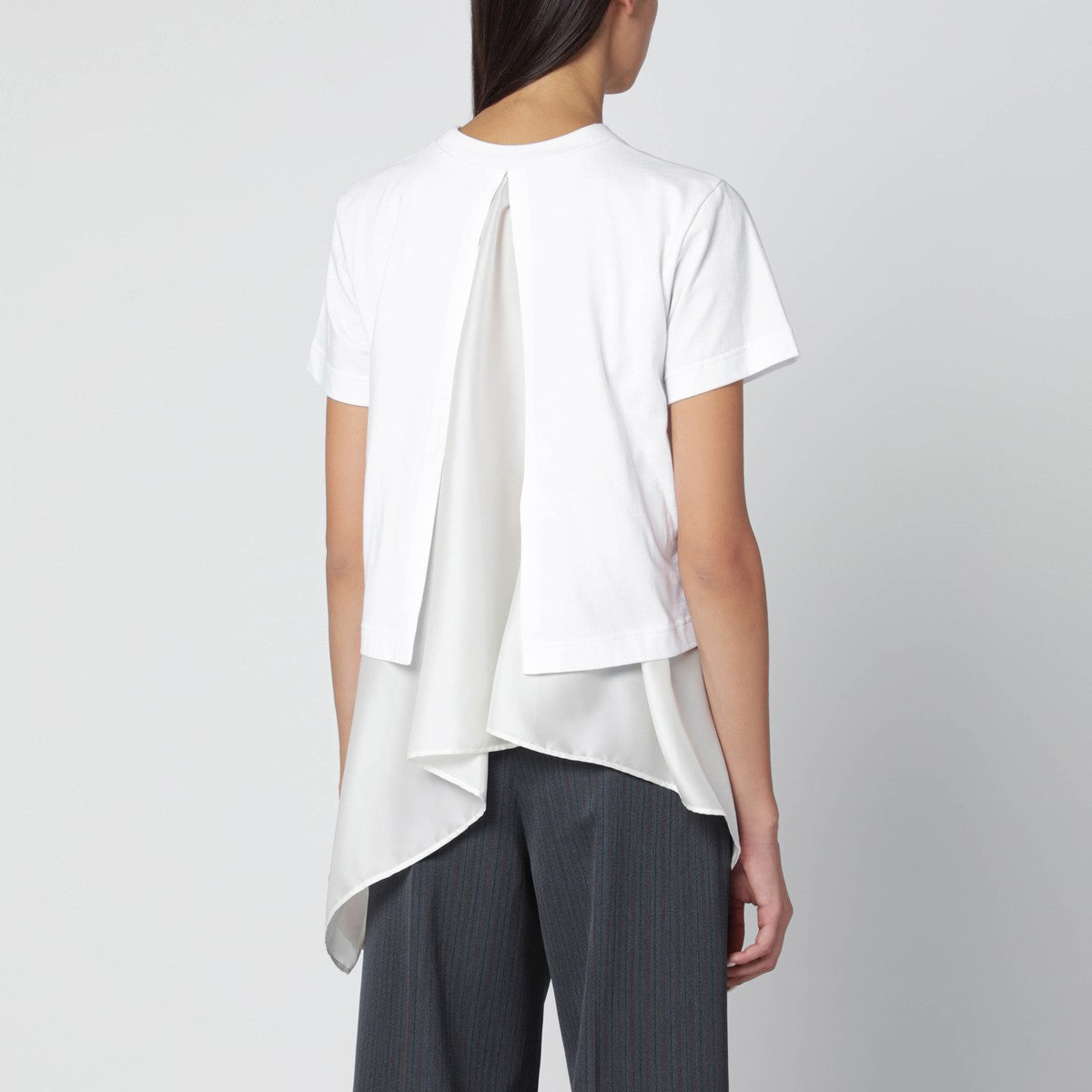 Sacai White T-shirt with écru insert Sacai