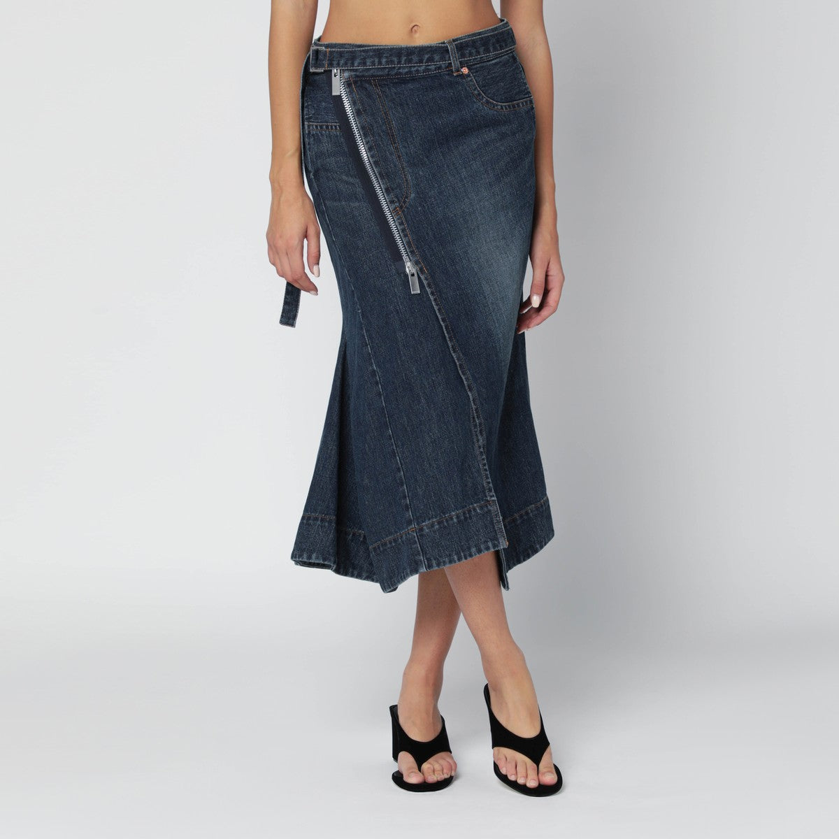 Sacai Asymmetric blue denim skirt Sacai