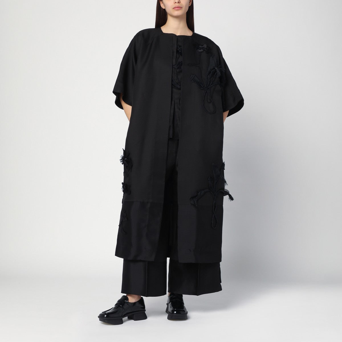 MKDT Studio Atelier Cova black coat in silk and wool MKDT Studio