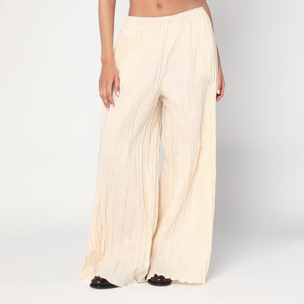 MKDT Studio Pinola-atelier pleated fabric ivory trousers MKDT Studio