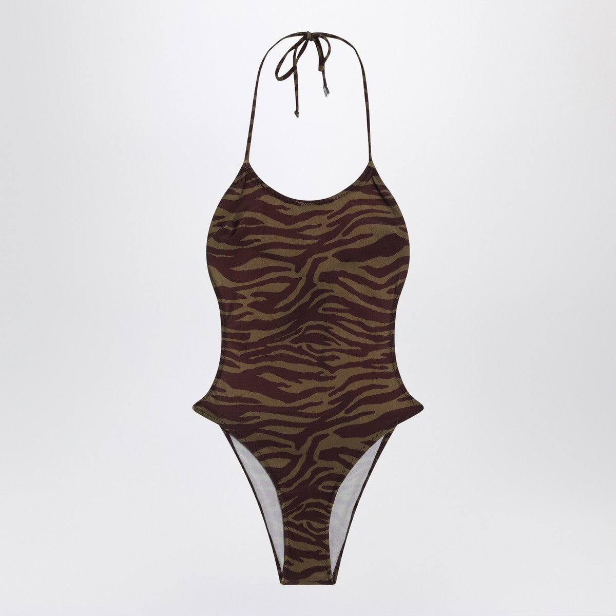 The Attico Zebra one-piece swimsuit in khaki/brown The Attico