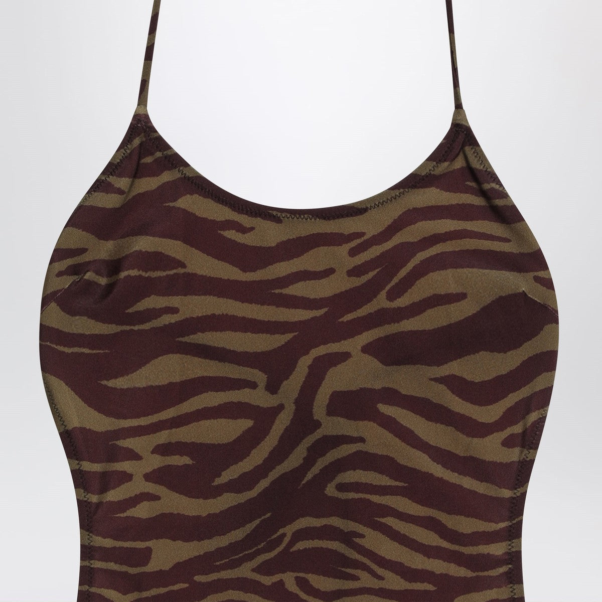 The Attico Zebra one-piece swimsuit in khaki/brown The Attico