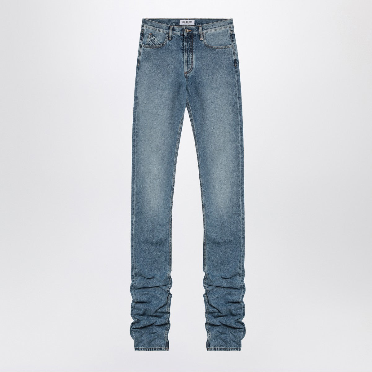 The Attico Sky blue jeans with long leg curled at the hem The Attico