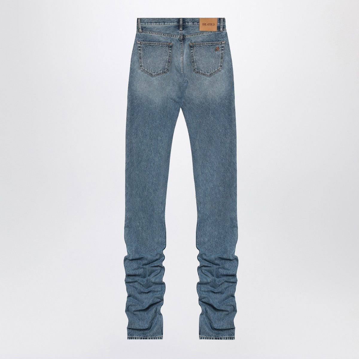 The Attico Sky blue jeans with long leg curled at the hem The Attico