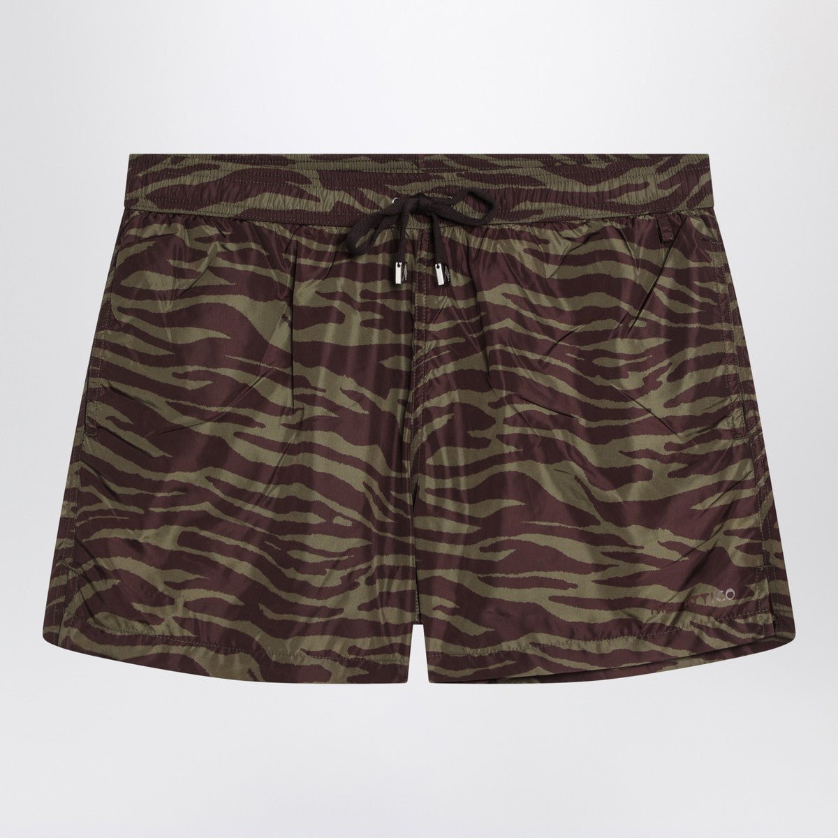 The Attico Zebra shorts in khaki/brown nylon The Attico