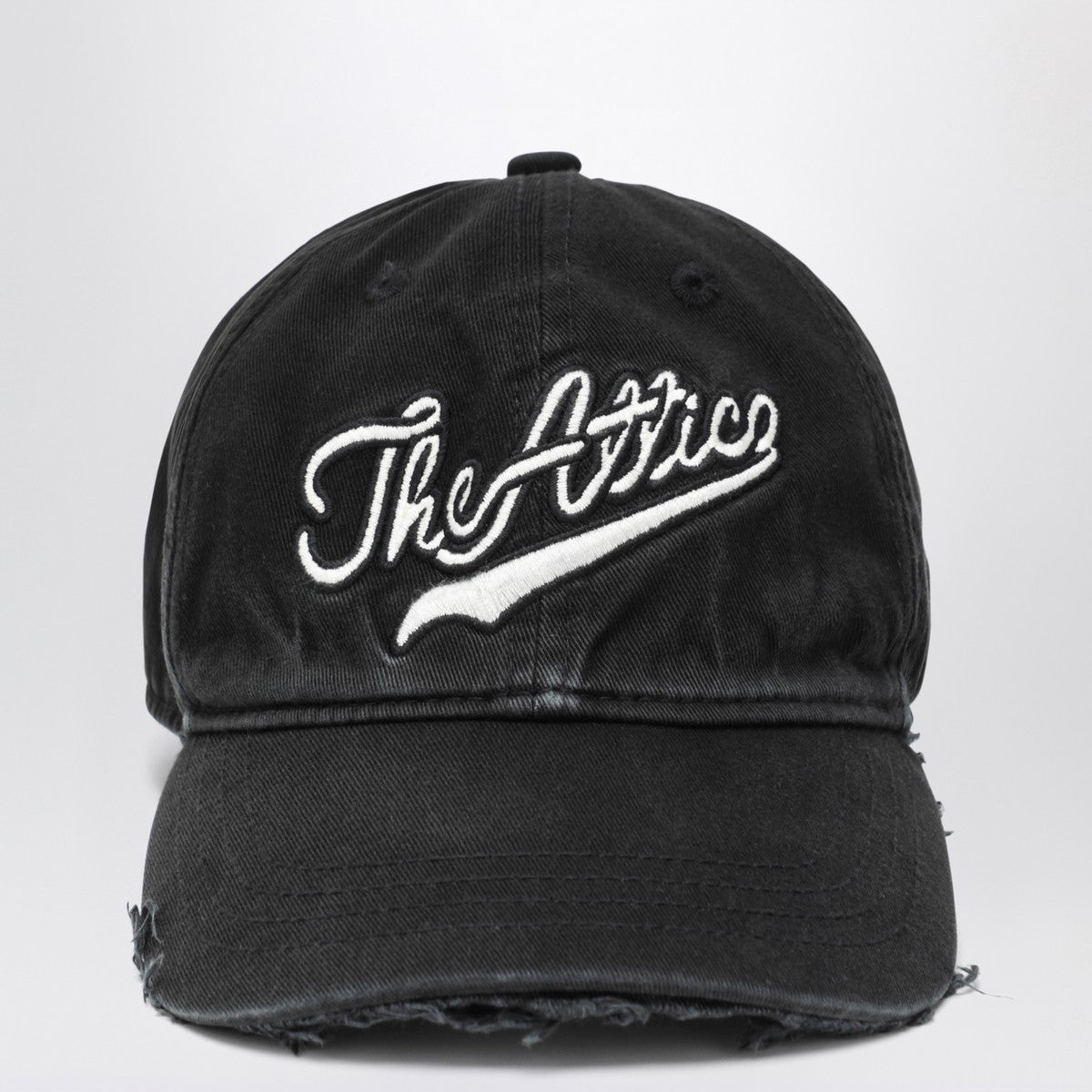 The Attico Vintage-effect black baseball cap The Attico