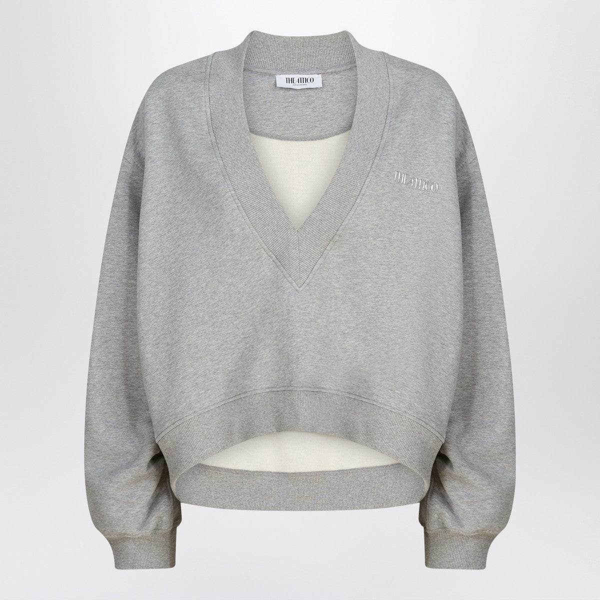 The Attico Grey mélange cotton sweatshirt with logo The Attico