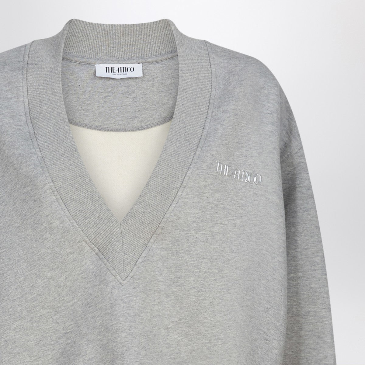 The Attico Grey mélange cotton sweatshirt with logo The Attico